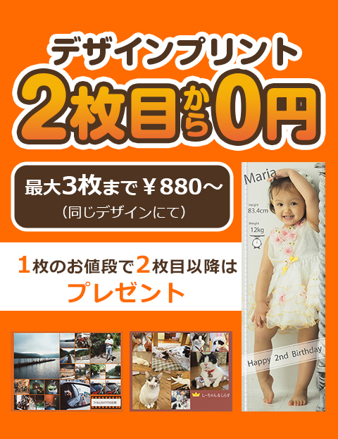 デザインプリント2枚目から0円1枚のお値段で2枚目以降はプレゼント